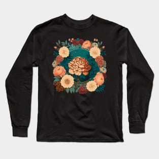 Vintage Flowers Cottagecore Infinite Pattern: A Delicate Plant Floral Design Long Sleeve T-Shirt